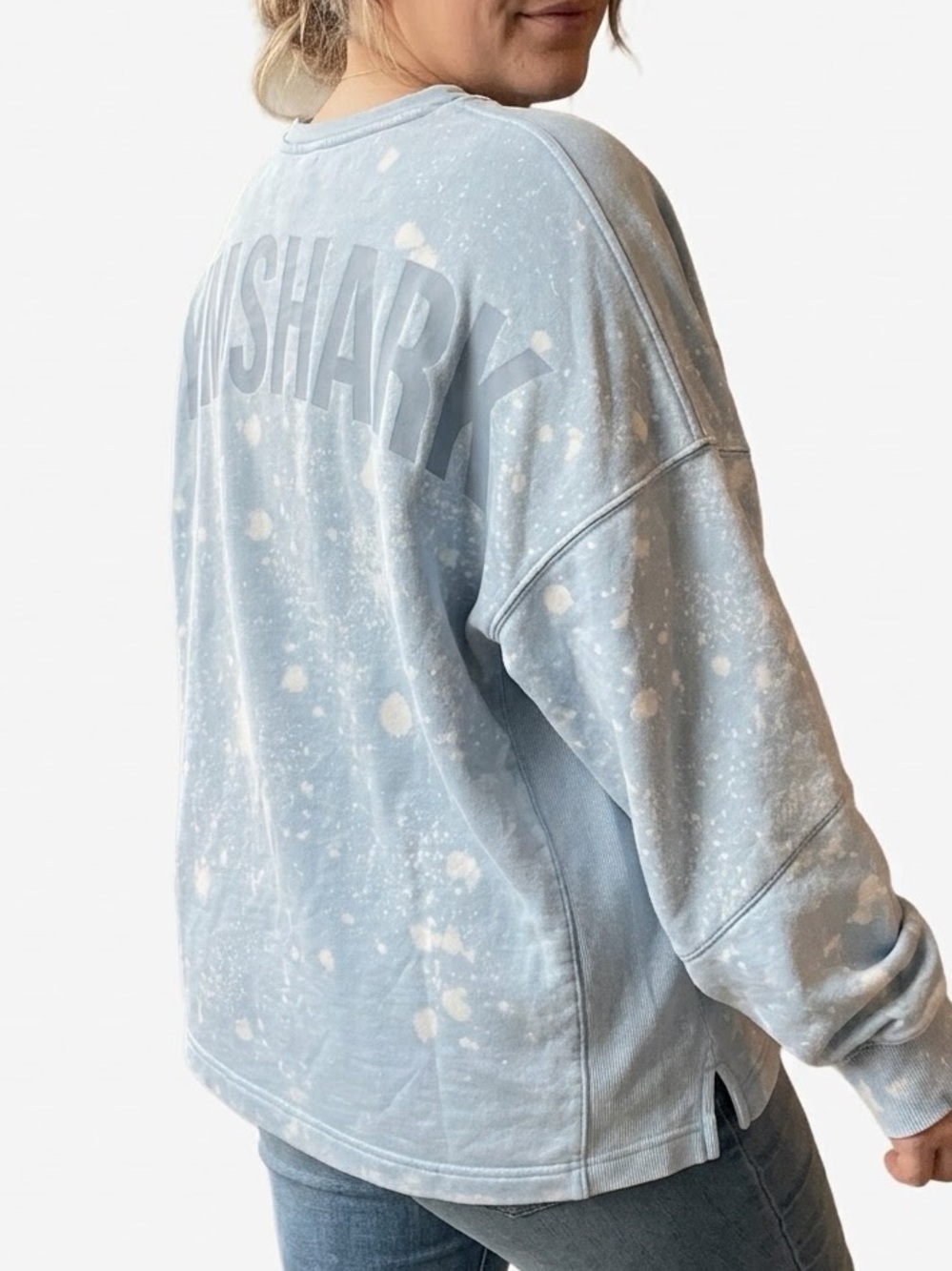 GYMSHARK Tie-dyed Blue Oversize Sweatshirt Crewneck Sweater. Size: XXXL